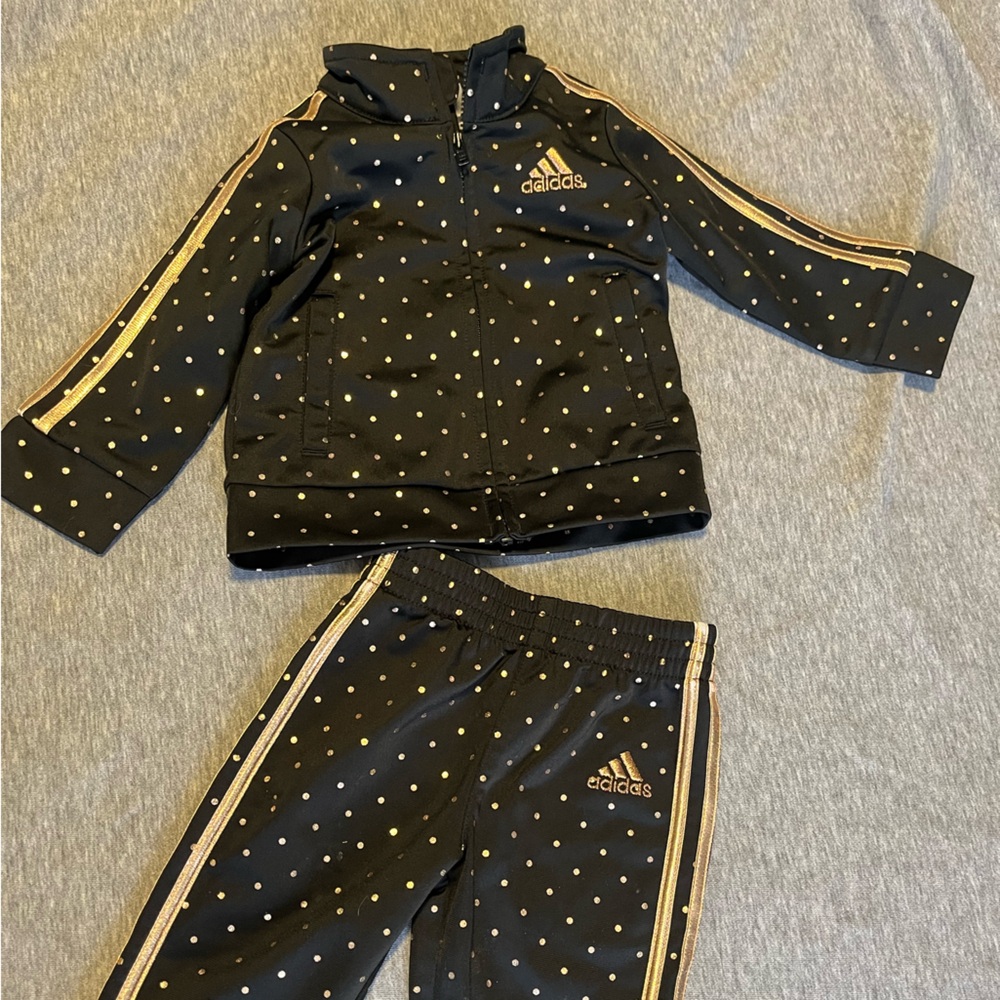 adidas Kids Black and Gold Matching Set
